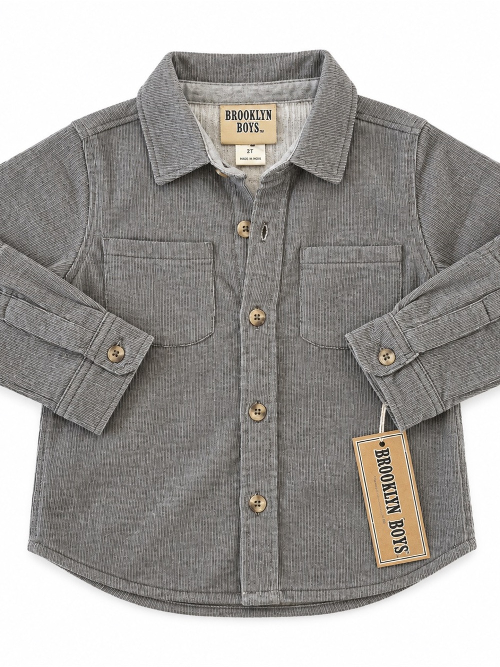Brooklyn Boys 2T NWT Gray Stripe Roll Tab Button Down Shirt